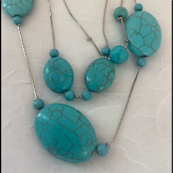 Blue aqua Costume stone Jewelry 3 tier 11.5” - Picture 8 of 10